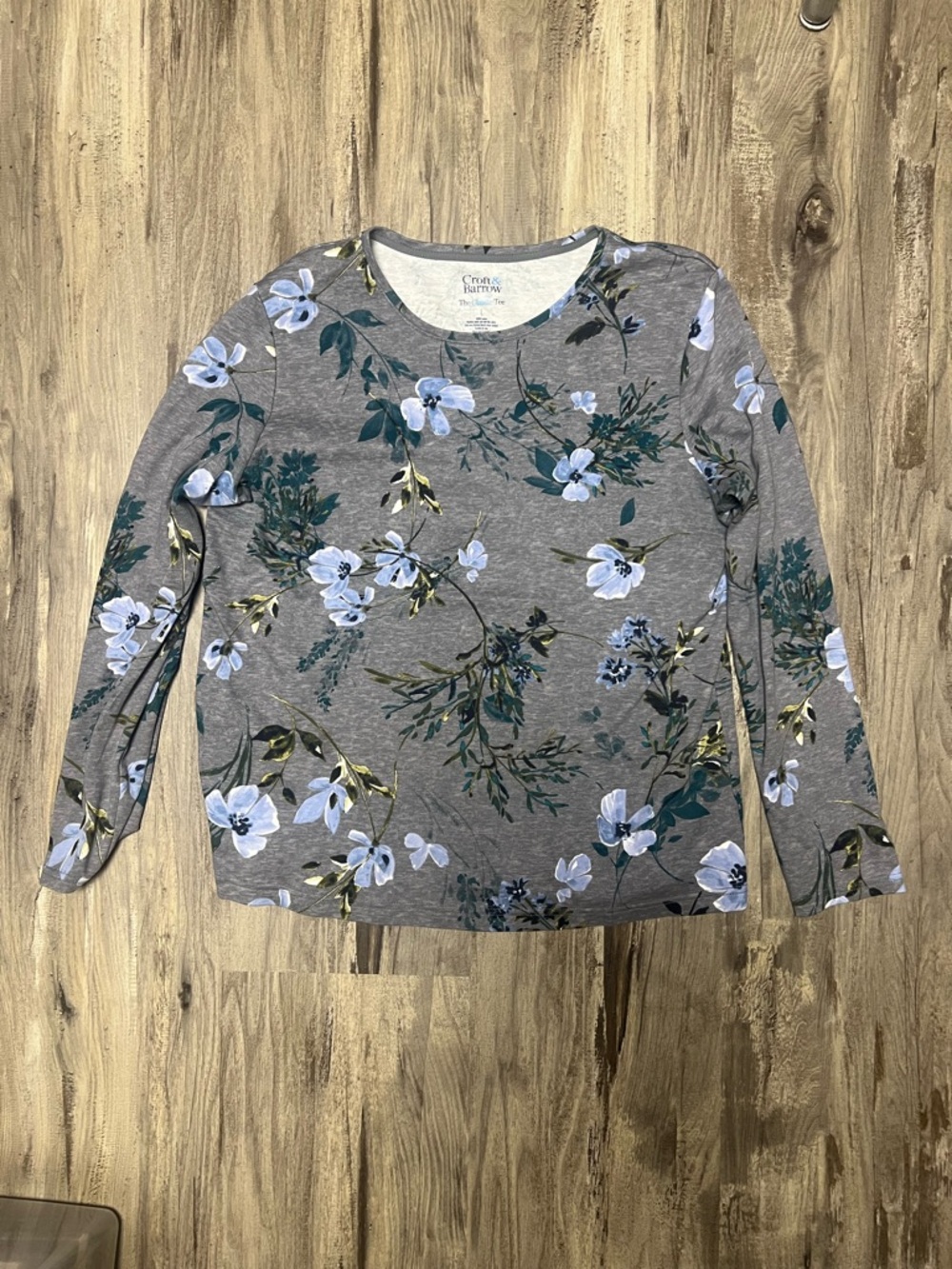 croft & barrow Gray Floral Long-Sleeve Tee
